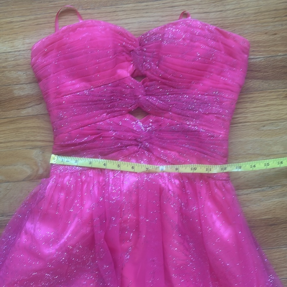 HEY BARBIE! NWT Deb Y2K Long Pink Front Cutouts Sparkle Dress - Picture 8 of 11